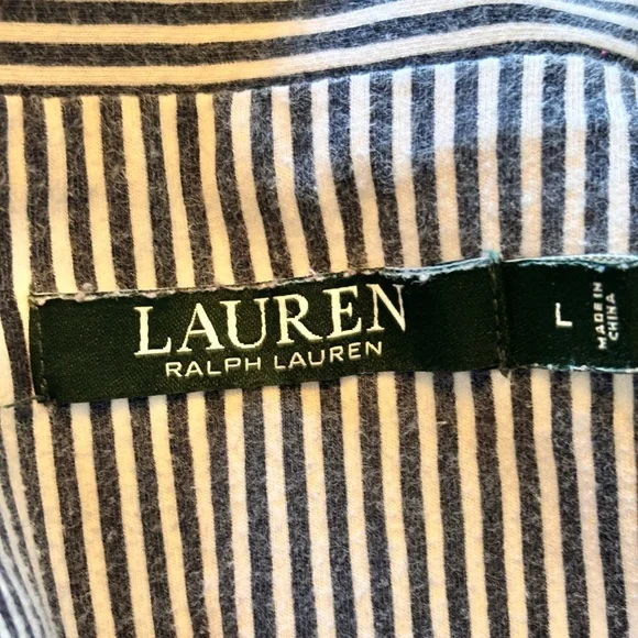 Lauren Ralph Lauren Heritage Navy & White Striped Capri PJ Set Large - Picture 7 of 7